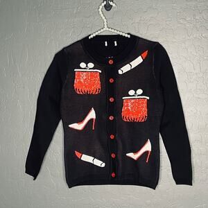 Black Open Button Cardigan